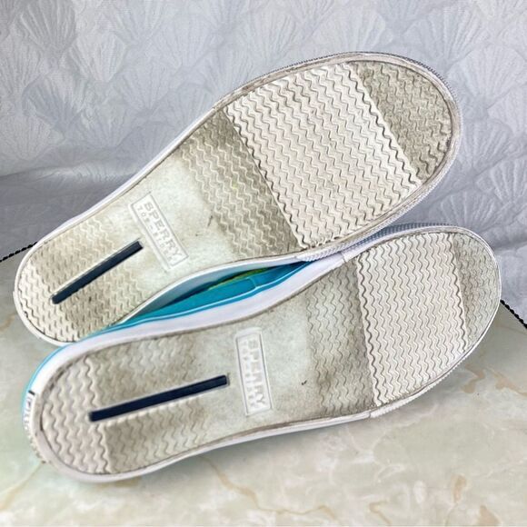Sperry Shoes Women 6.5 Turquoise Blue Classic Summer Driving Slip On Boat Loafer - Picture 9 of 10